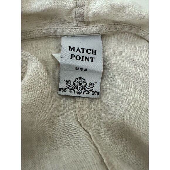 Match Point Tunic Linen Cowl Neck Sun Washed beige Lagonlook Pockets Sz S - Picture 4 of 7